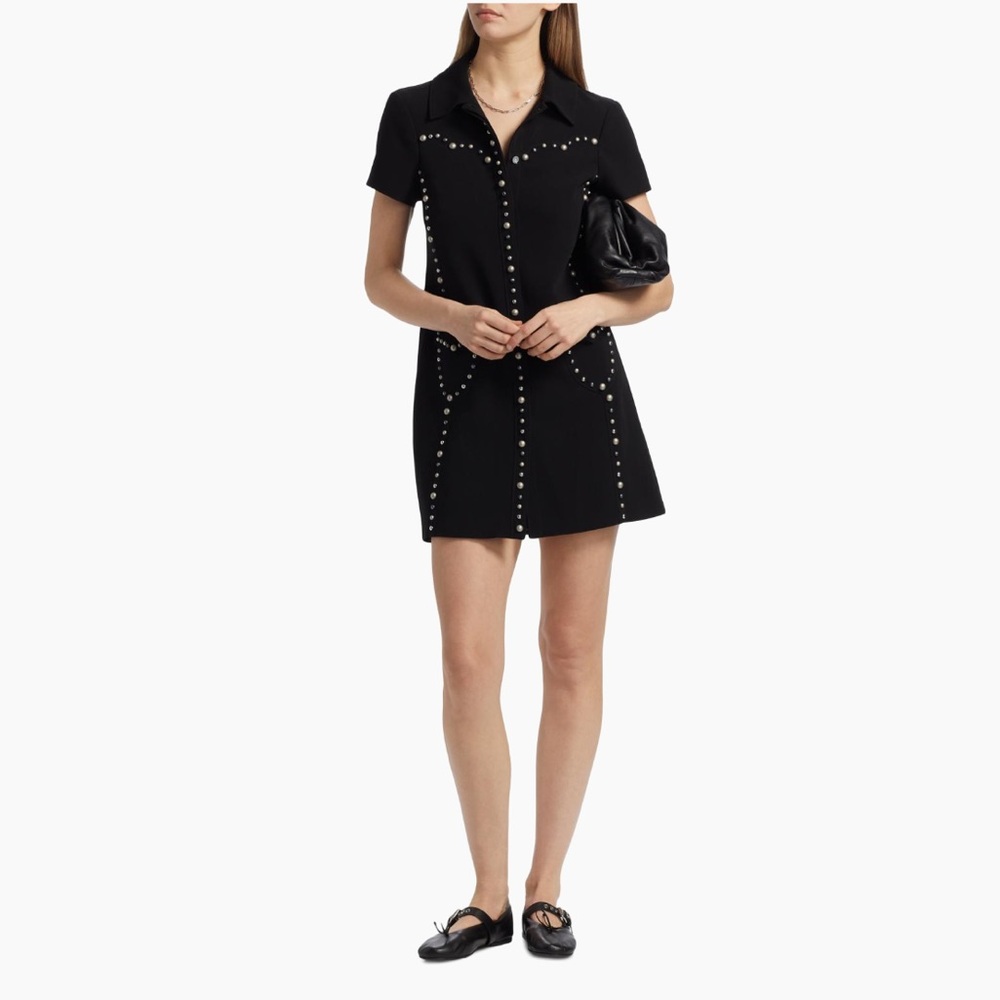 Cinq à Sept Florencia Studded Mini-Shirtdress Black